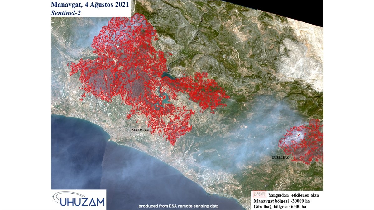 Akdeniz ve Ege de yanan alanlar uzaydan görüntülendi #4