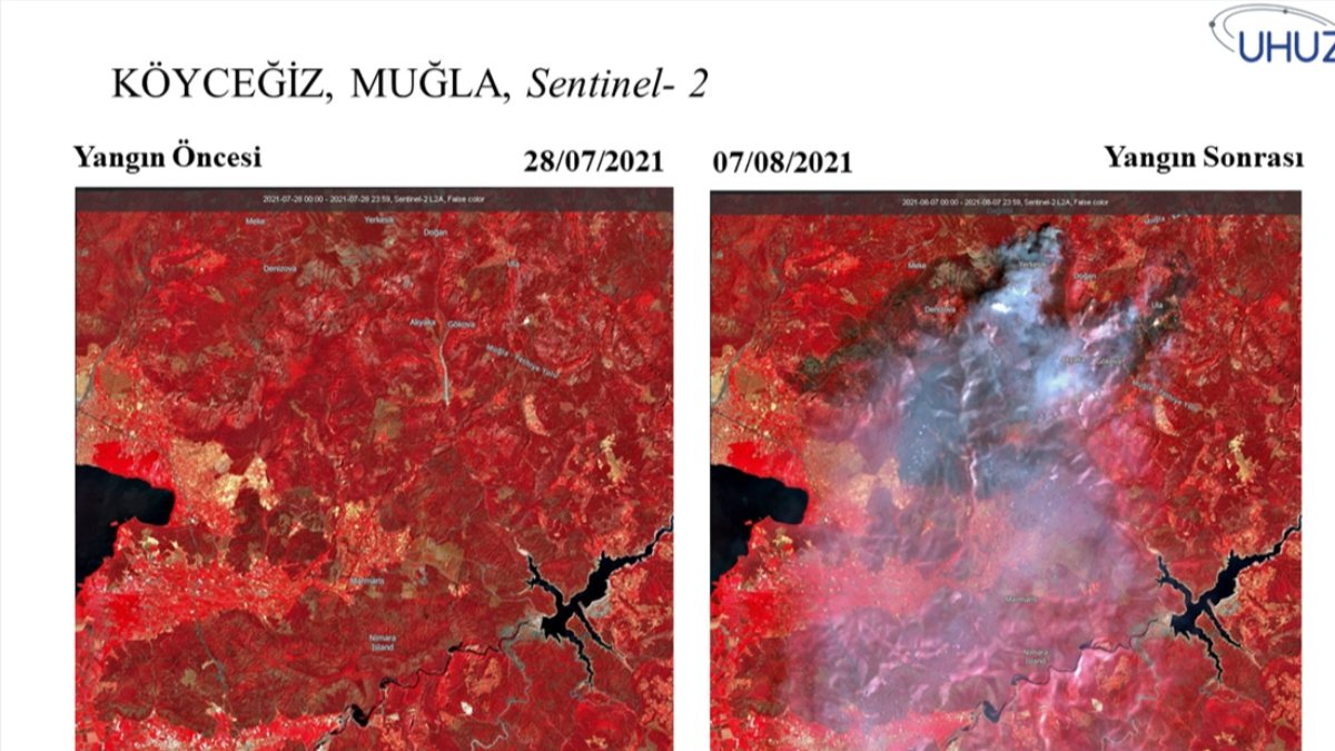 Akdeniz ve Ege'de yanan alanlar uzaydan görüntülendi